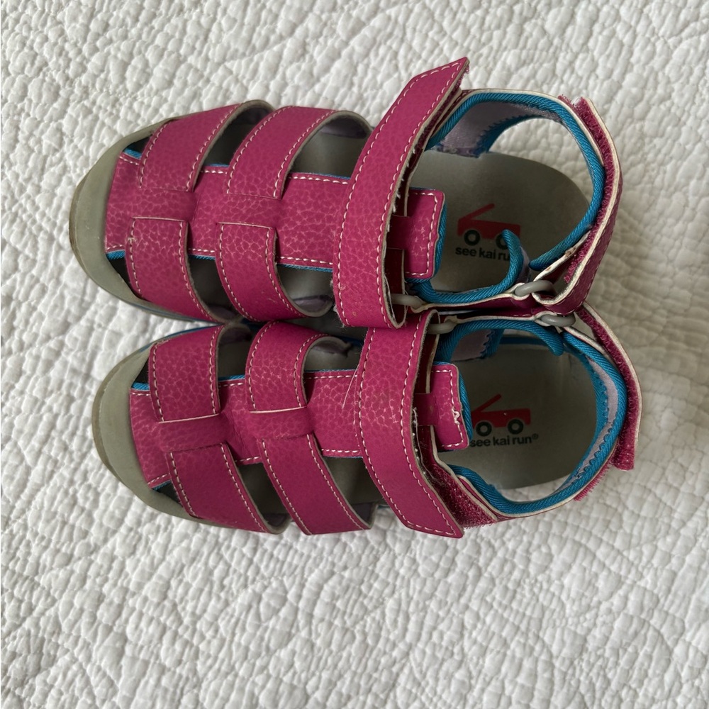 See Kai Run Pink Sandals with Closed-Toe Design